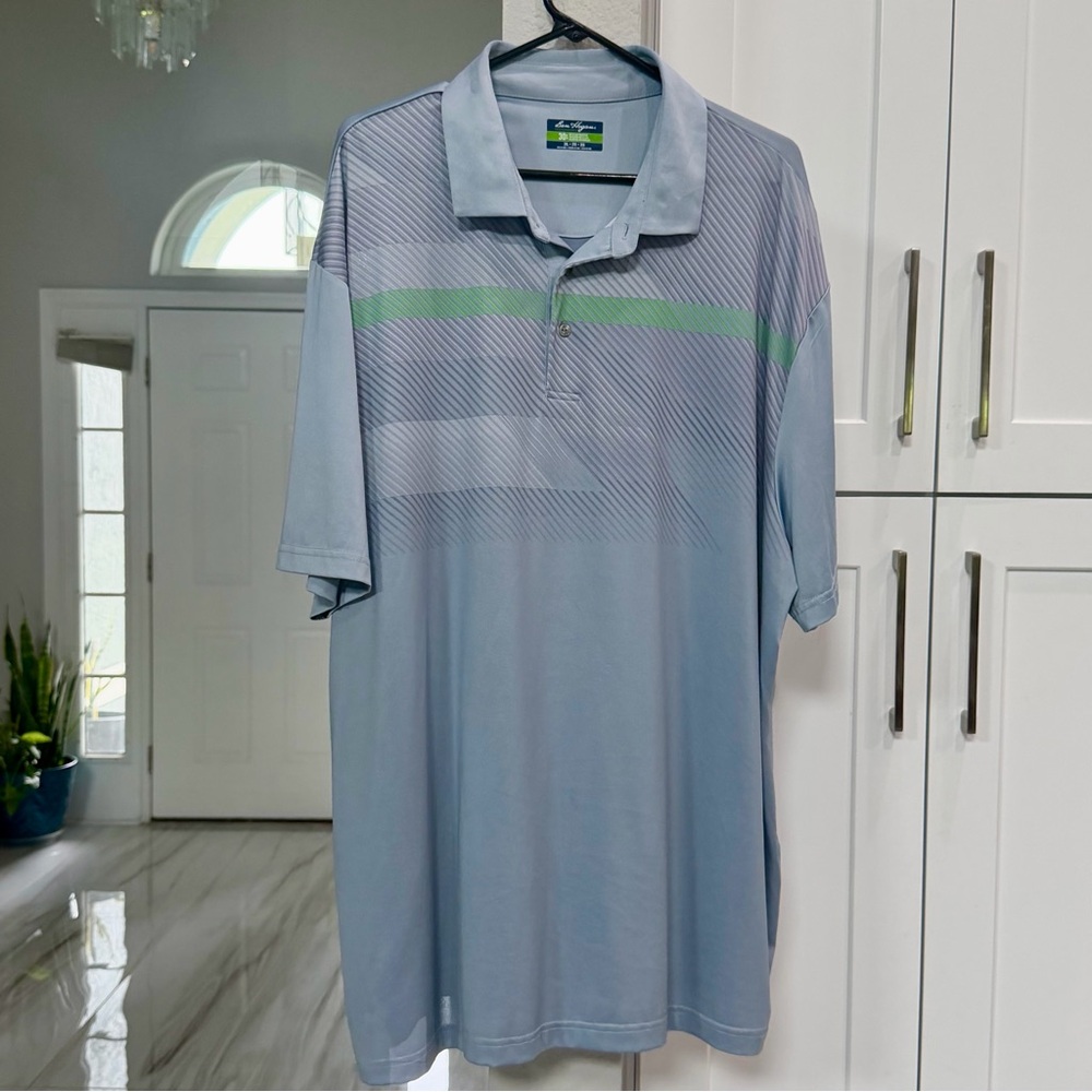 Hogan Men’s Light Blue Polo with Green Stripe